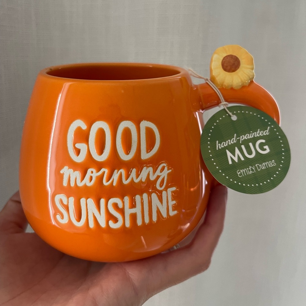 "Good Morning Sunshine" Mug Emily Dumas Orange Sunflower
Ceramic 3.5" x 4.5 NEW